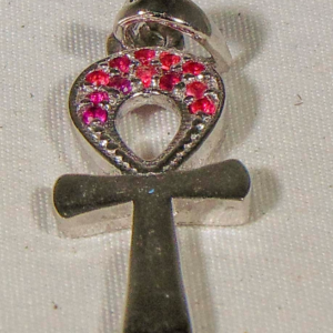 Sterling Silver Ankh Pendant with Rhinestones – Handcrafted in Luxor, Egypt